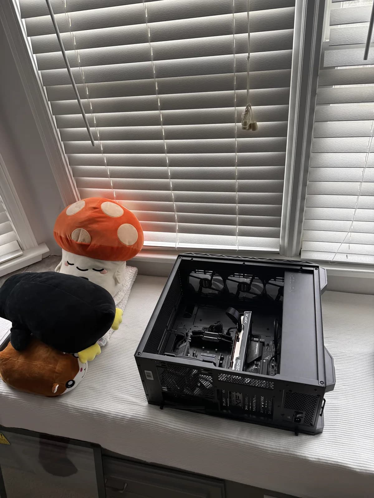 A custom desktop PC during assembly
